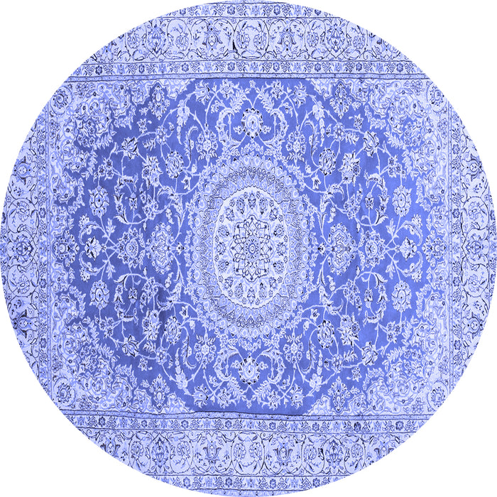 Round Medallion Blue Traditional Rug, tr151blu