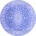 Round Medallion Blue Traditional Rug, tr151blu
