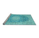 Sideview of Machine Washable Medallion Light Blue Traditional Rug, wshtr151lblu