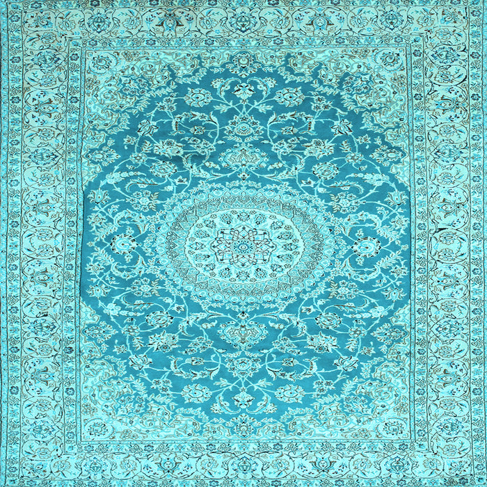 Square Medallion Light Blue Traditional Rug, tr151lblu