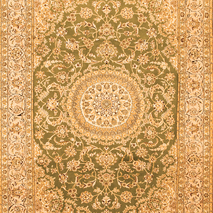 Serging Thickness of Machine Washable Medallion Orange Traditional Area Rugs, wshtr151org