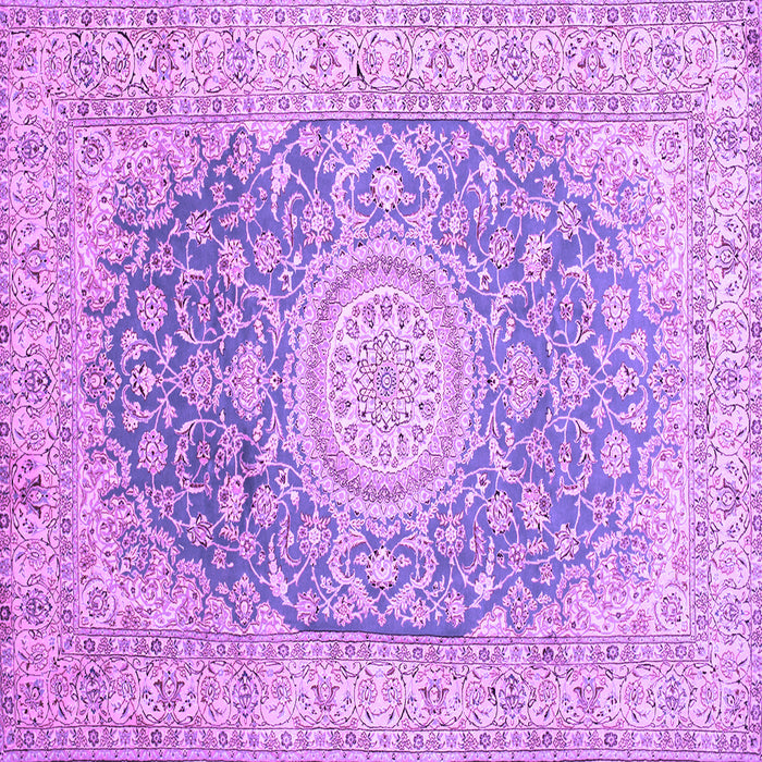 Square Machine Washable Medallion Purple Traditional Area Rugs, wshtr151pur