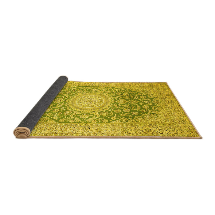 Sideview of Medallion Yellow Traditional Rug, tr151yw