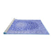 Sideview of Machine Washable Medallion Blue Traditional Rug, wshtr151blu