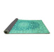 Sideview of Medallion Turquoise Traditional Rug, tr151turq
