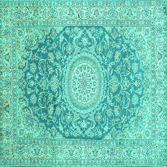 Square Medallion Turquoise Traditional Rug, tr151turq
