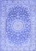 Machine Washable Medallion Blue Traditional Rug, wshtr151blu