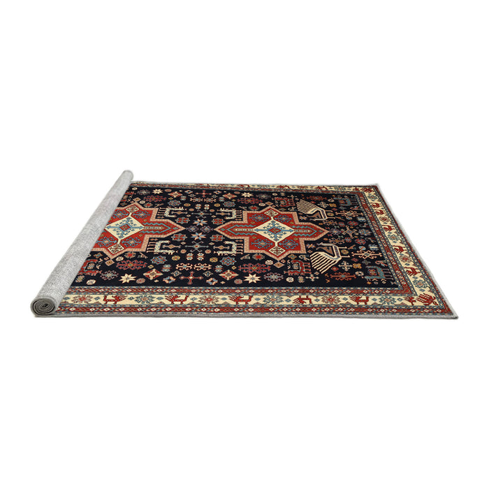 Sideview of Machine Washable Traditional Dark Scarlet Red Rug, wshtr1520