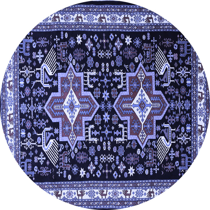 Round Persian Blue Traditional Rug, tr1520blu
