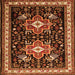 Round Machine Washable Persian Orange Traditional Area Rugs, wshtr1520org