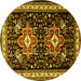 Round Persian Yellow Traditional Rug, tr1520yw