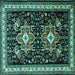 Square Persian Turquoise Traditional Rug, tr1520turq