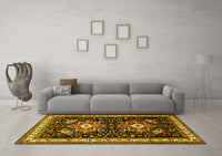 Machine Washable Persian Yellow Traditional Rug, wshtr1520yw