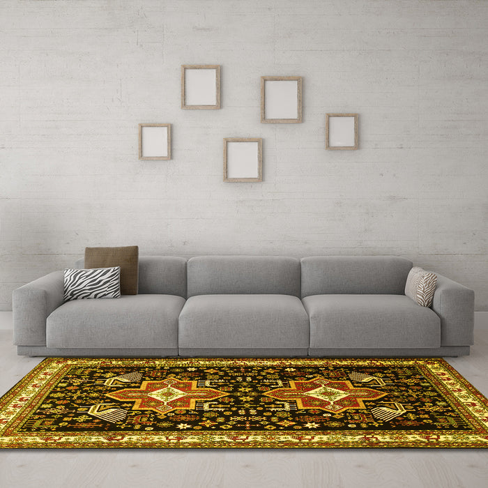 Machine Washable Persian Yellow Traditional Rug in a Living Room, wshtr1520yw