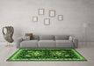 Machine Washable Persian Green Traditional Area Rugs in a Living Room,, wshtr1520grn