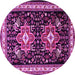 Round Machine Washable Persian Pink Traditional Rug, wshtr1520pnk