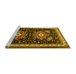 Sideview of Machine Washable Persian Yellow Traditional Rug, wshtr1520yw