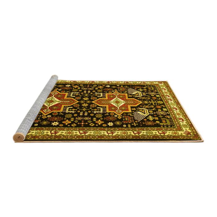 Sideview of Machine Washable Persian Yellow Traditional Rug, wshtr1520yw