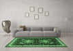 Machine Washable Persian Emerald Green Traditional Area Rugs in a Living Room,, wshtr1520emgrn