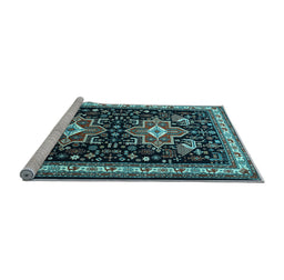 Sideview of Machine Washable Persian Light Blue Traditional Rug, wshtr1520lblu