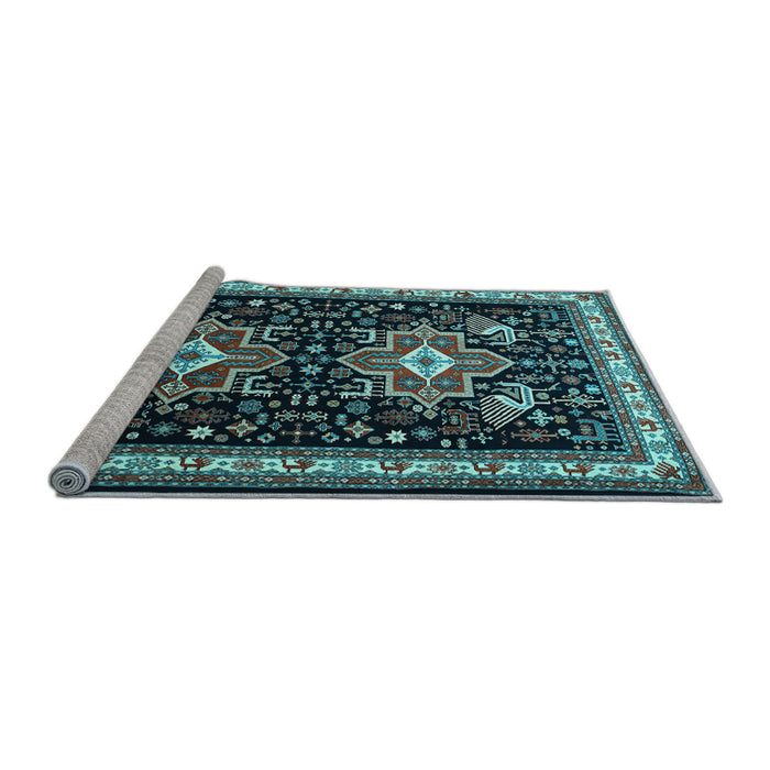 Sideview of Machine Washable Persian Light Blue Traditional Rug, wshtr1520lblu
