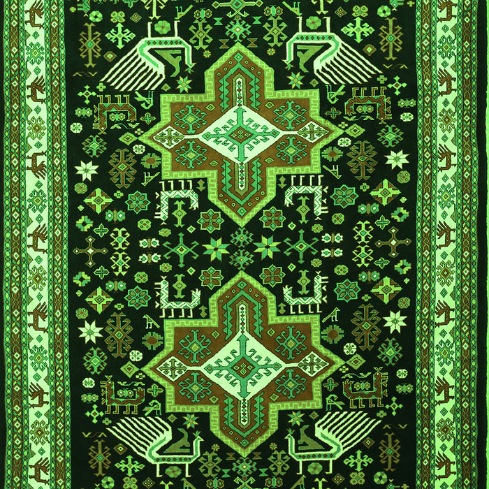 Serging Thickness of Machine Washable Persian Green Traditional Area Rugs, wshtr1520grn