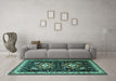 Machine Washable Persian Turquoise Traditional Area Rugs in a Living Room,, wshtr1520turq