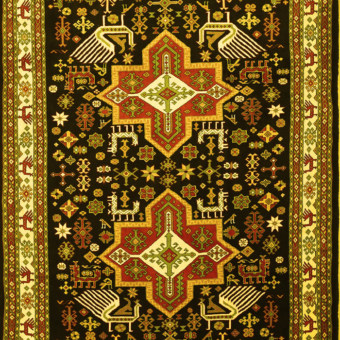 Machine Washable Persian Yellow Traditional Rug, wshtr1520yw
