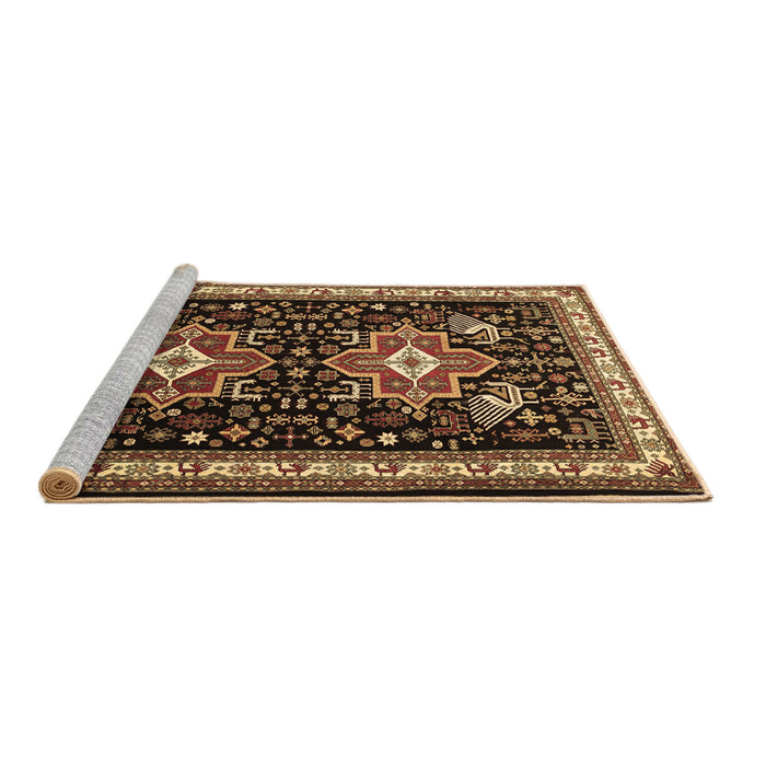 Sideview of Machine Washable Persian Brown Traditional Rug, wshtr1520brn