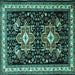 Square Machine Washable Persian Turquoise Traditional Area Rugs, wshtr1520turq