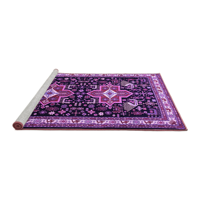 Sideview of Machine Washable Persian Purple Traditional Area Rugs, wshtr1520pur