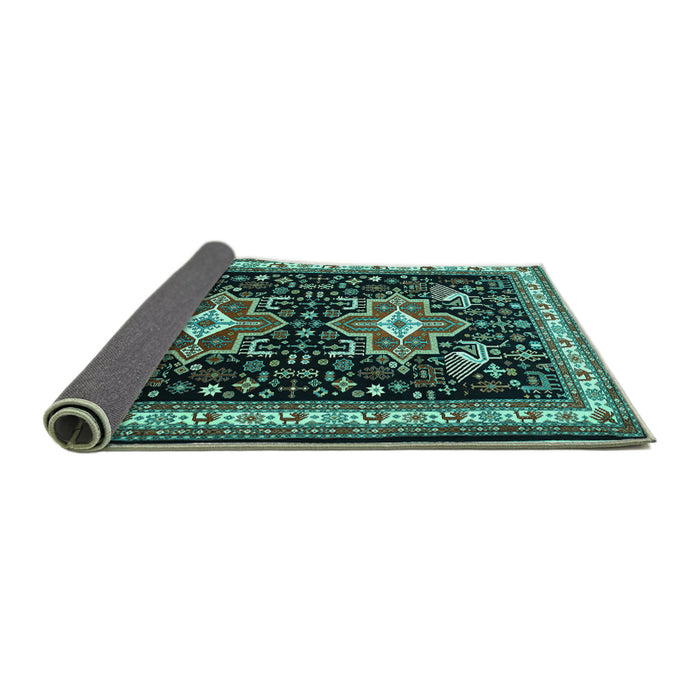 Sideview of Persian Turquoise Traditional Rug, tr1520turq