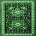 Square Persian Emerald Green Traditional Rug, tr1520emgrn
