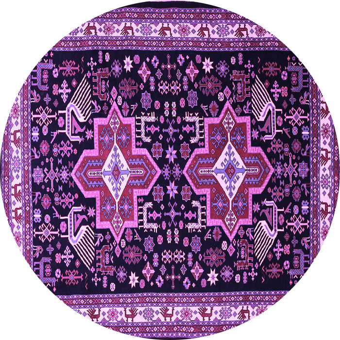 Round Persian Purple Traditional Rug, tr1520pur