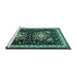 Sideview of Machine Washable Persian Turquoise Traditional Area Rugs, wshtr1520turq