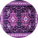 Round Machine Washable Persian Purple Traditional Area Rugs, wshtr1520pur