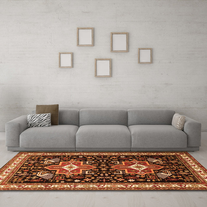 Machine Washable Persian Orange Traditional Area Rugs in a Living Room, wshtr1520org