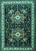 Machine Washable Persian Turquoise Traditional Area Rugs, wshtr1520turq