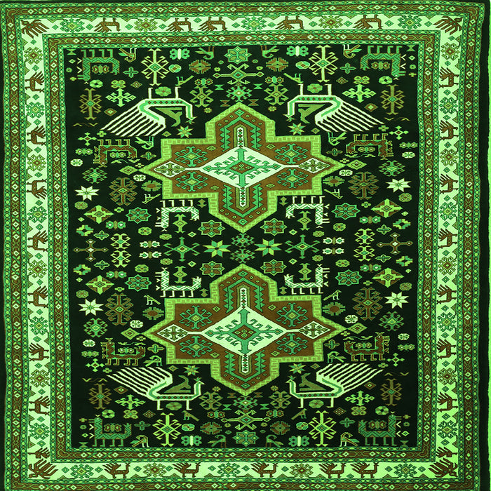 Round Machine Washable Persian Green Traditional Area Rugs, wshtr1520grn