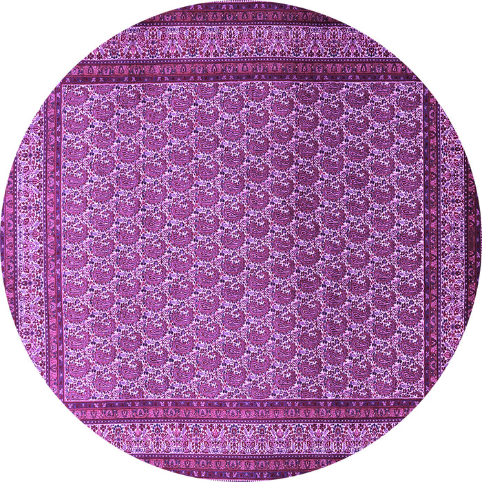 Round Persian Purple Traditional Rug, tr1521pur