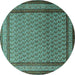 Round Machine Washable Persian Turquoise Traditional Area Rugs, wshtr1521turq