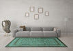 Machine Washable Persian Turquoise Traditional Area Rugs in a Living Room,, wshtr1521turq