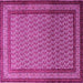 Square Machine Washable Persian Pink Traditional Rug, wshtr1521pnk