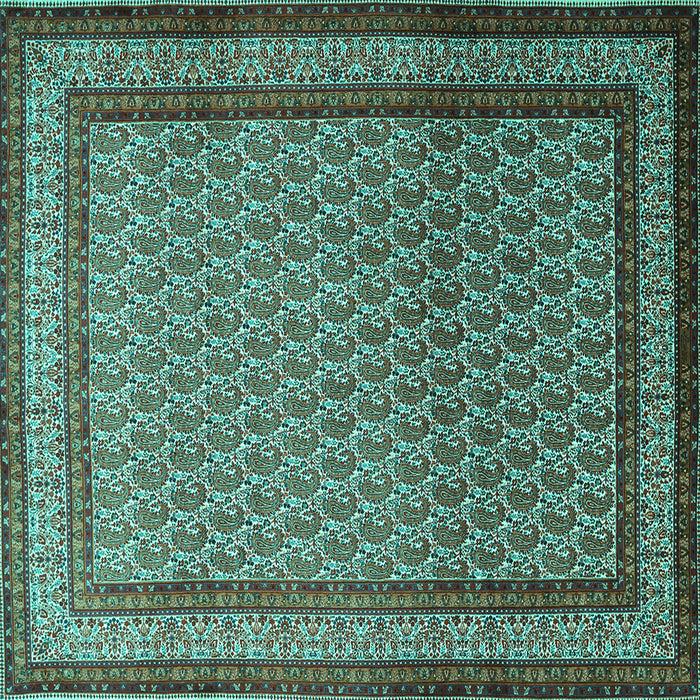 Square Persian Turquoise Traditional Rug, tr1521turq