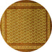 Round Machine Washable Persian Yellow Traditional Rug, wshtr1521yw