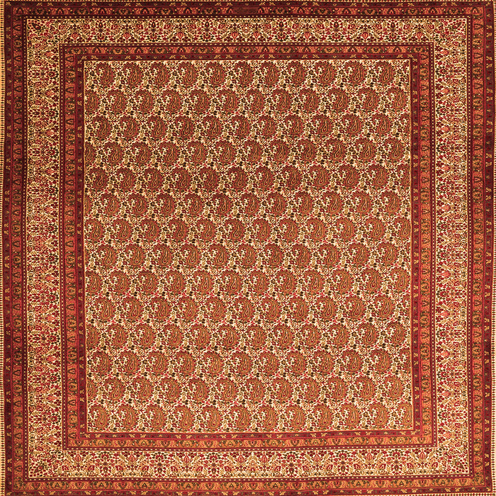 Round Machine Washable Persian Orange Traditional Area Rugs, wshtr1521org