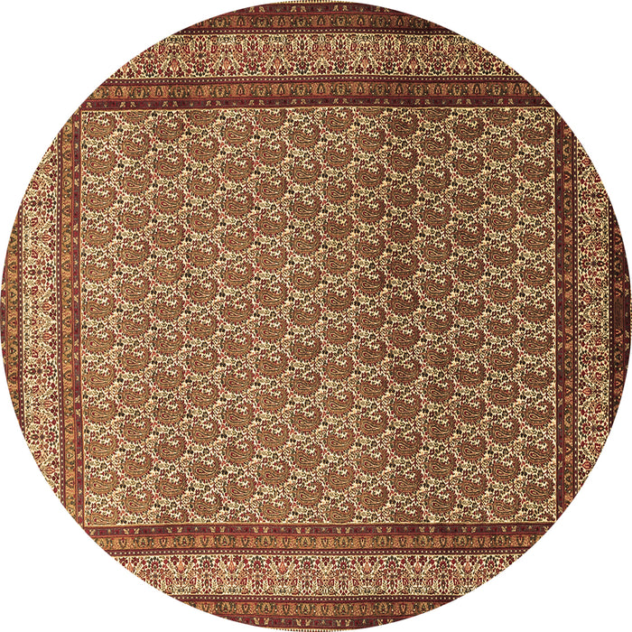 Round Persian Brown Traditional Rug, tr1521brn