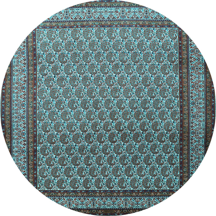 Round Machine Washable Persian Light Blue Traditional Rug, wshtr1521lblu