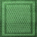 Square Machine Washable Persian Emerald Green Traditional Area Rugs, wshtr1521emgrn