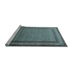 Sideview of Machine Washable Persian Light Blue Traditional Rug, wshtr1521lblu